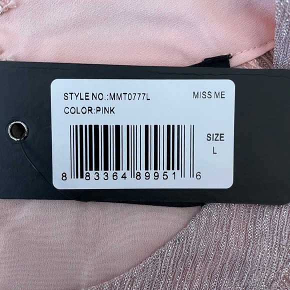 Miss Me Womens Pink Metallic Cold Shoulder Ruffle Blouse MMT0777L Large NWT - Picture 5 of 10